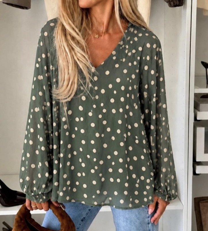 Blouse à pois — Kaki