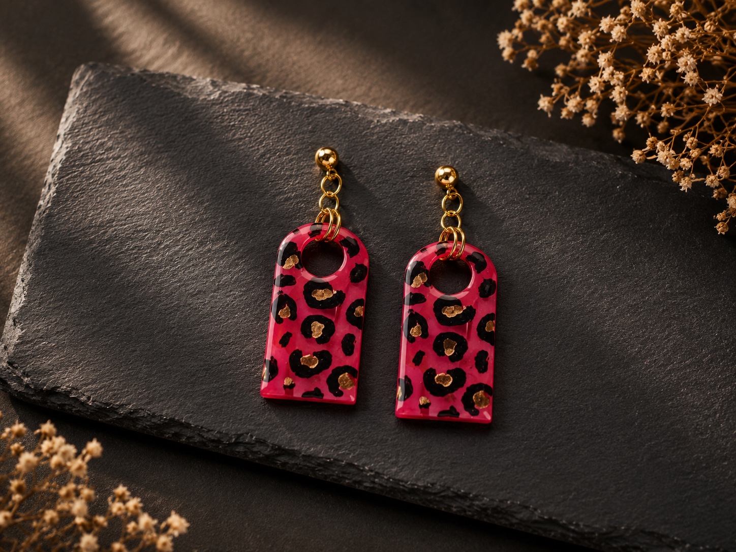 Boucles Arches léopard fuchsia