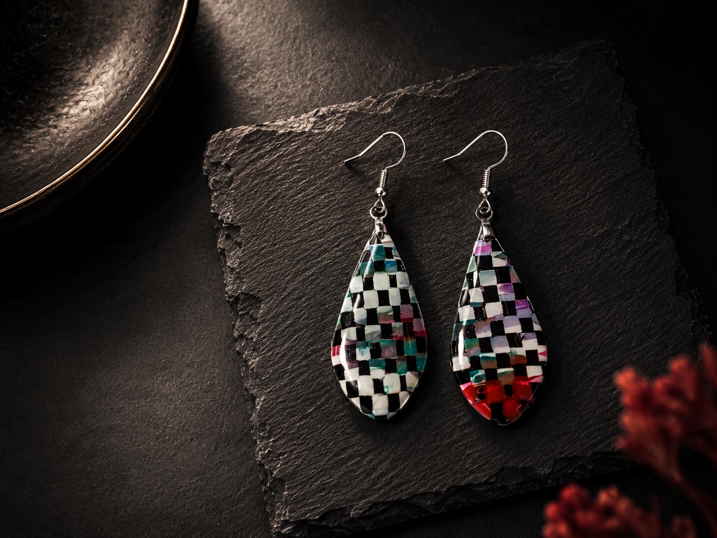 Boucles Gouttes damier