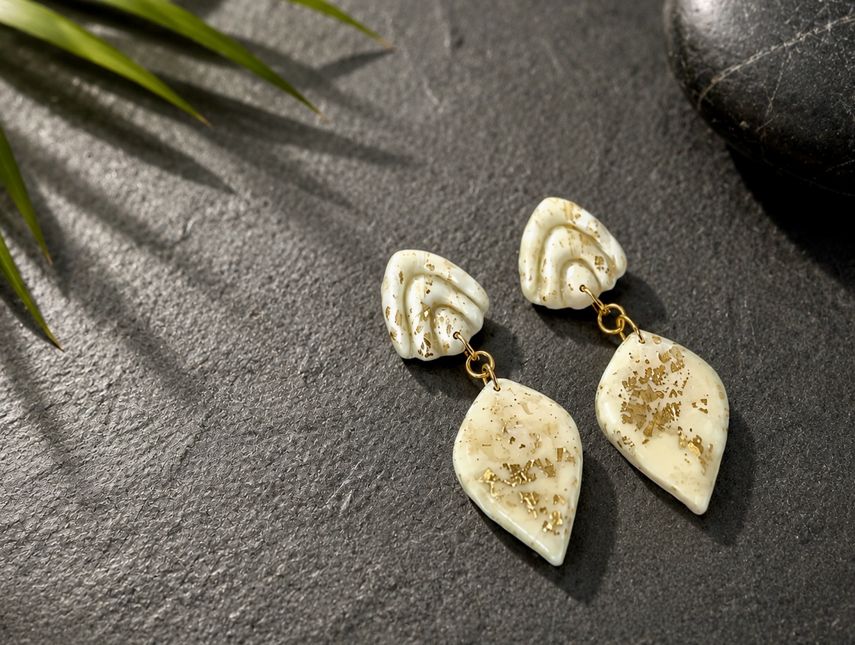 Boucles Gouttes ivoire doré