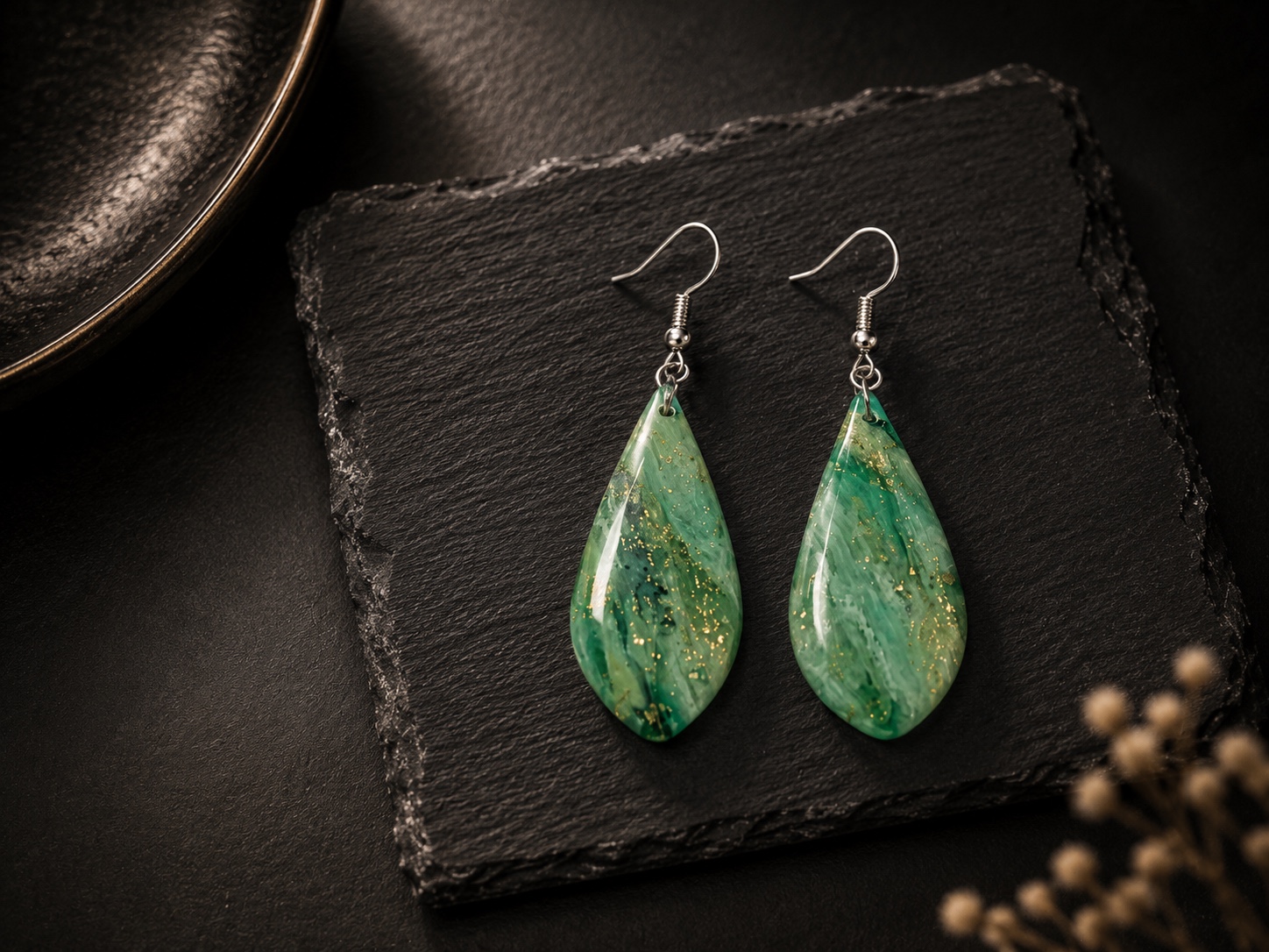Boucles Gouttes vertes