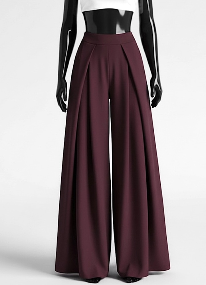 Pantalon large à plis — Bordeaux