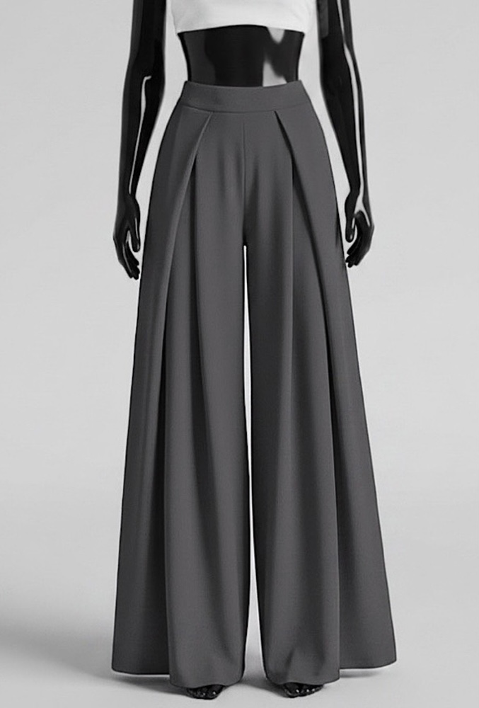 Pantalon large à plis — Gris