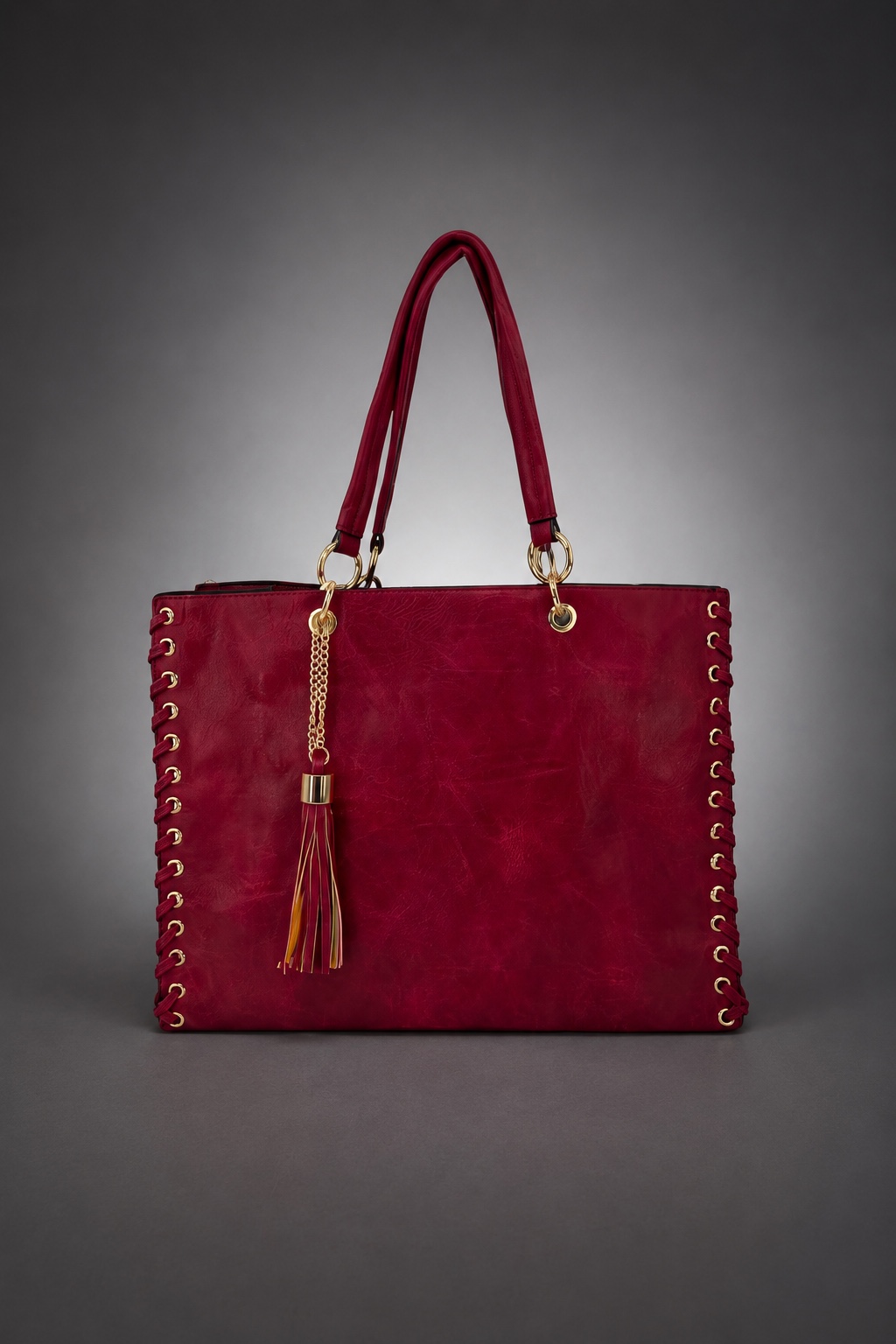 Grand sac avec pochette assortie — Bordeaux
