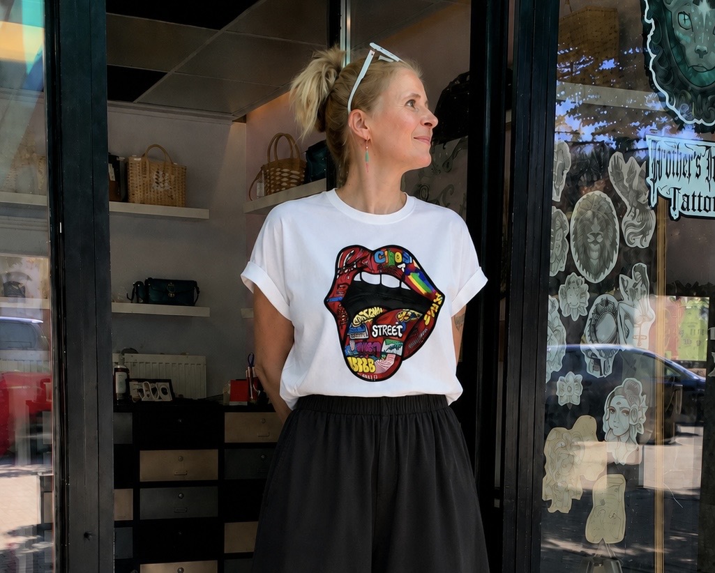 T-shirt blanc bouche pop art — Blanc